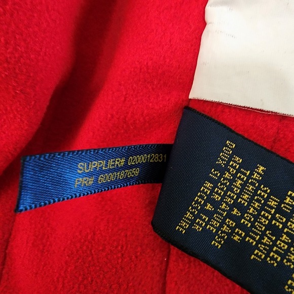 VTG Polo Ralph Lauren Men Red Bomber Jacket Fleece Lined Thick Rollaway Hood XL - Picture 8 of 9